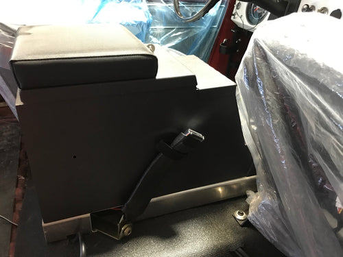 Center console with mounting floor bracket for Broncos